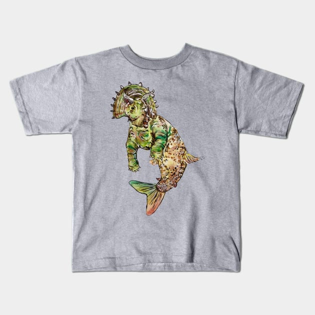 Mer-Triceratops Kids T-Shirt by aquabun